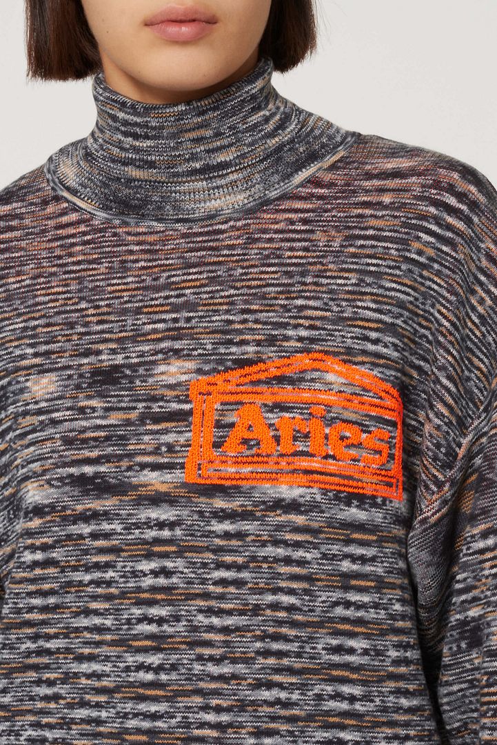 Aries Temple Logo Turtleneck Knitted Sweater - Fabric of Society