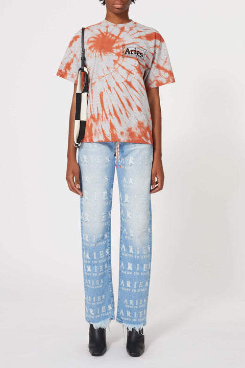 Temple Logo Tie Dye Printed T-Shirt