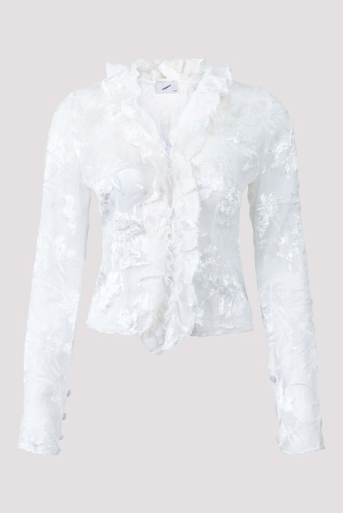 Ruffle Lace Sheer Floral Blouse