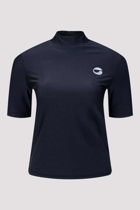 High-Neck Fitted Short-Sleeve Top