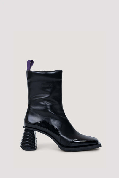 Black 75 Square Toe Leather Ankle Boot