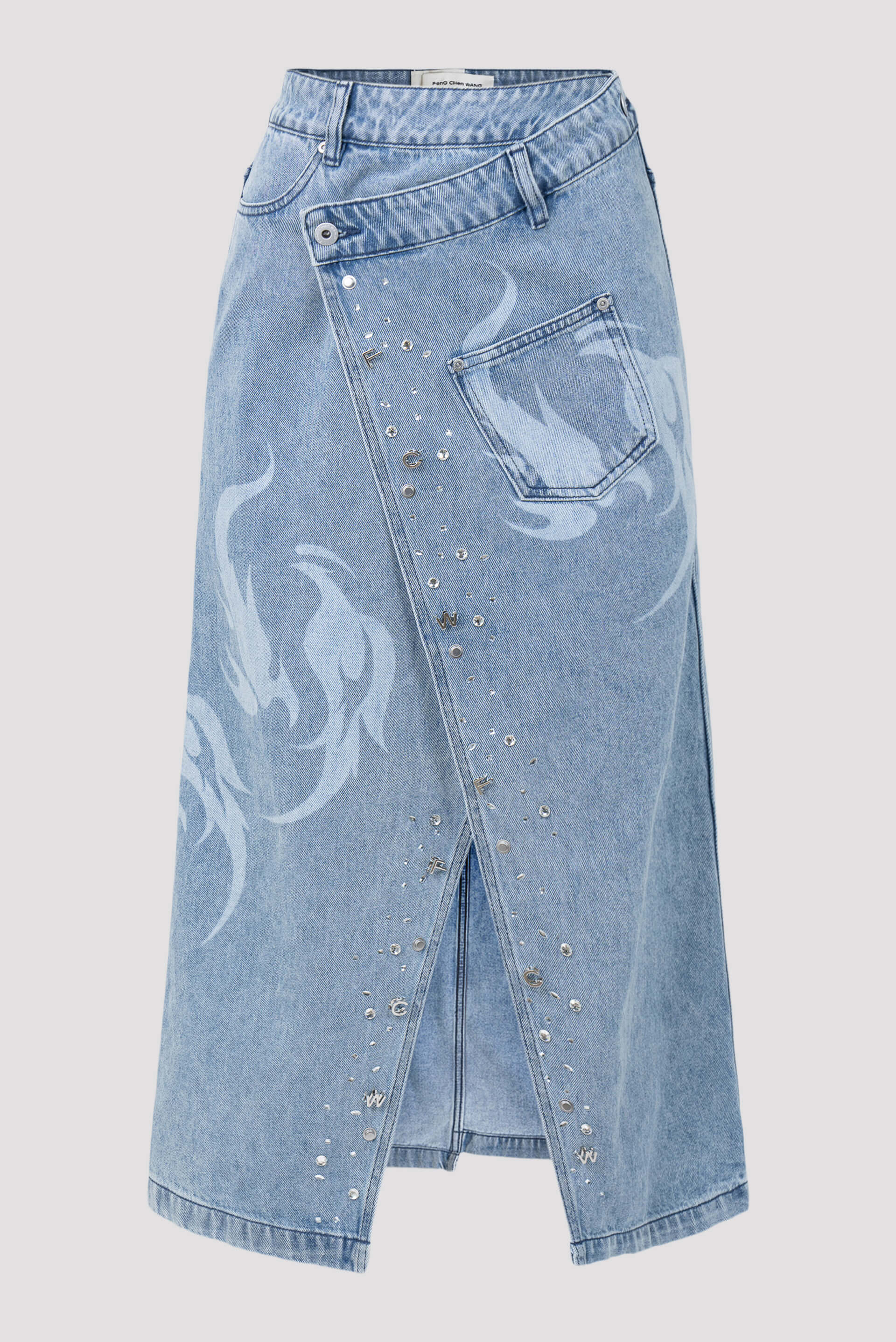 Feng Chen Wang Phoenix Washed Denim Midi Skirt - Fabric of Society