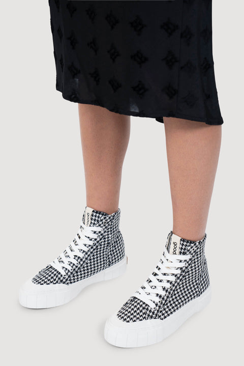 Monochrome Stripe Organic Cotton High Top Sneakers