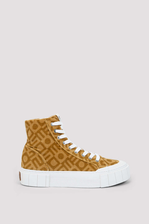Retro Print Organic Cotton Corduroy High Top Sneakers