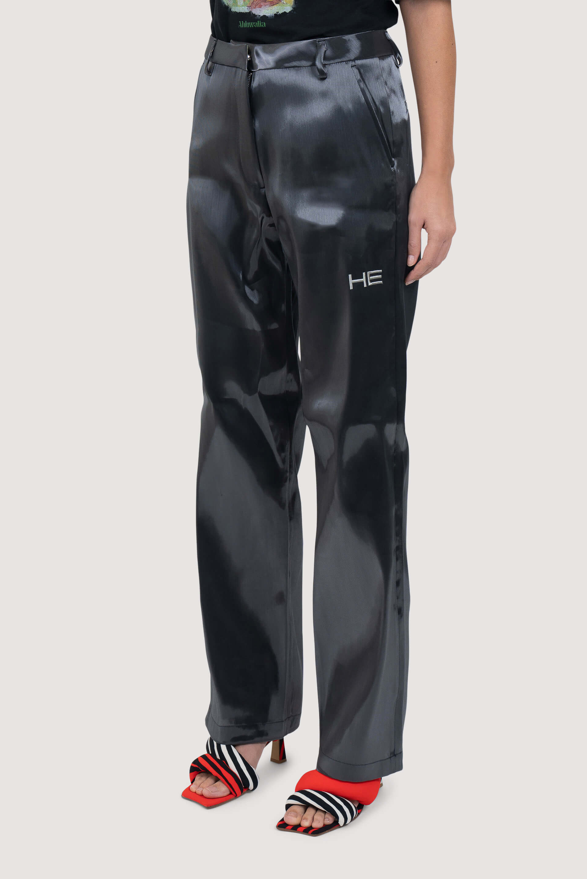 Heliot Emil Liquid Metal Fabric Tailored Trousers - Fabric of Society