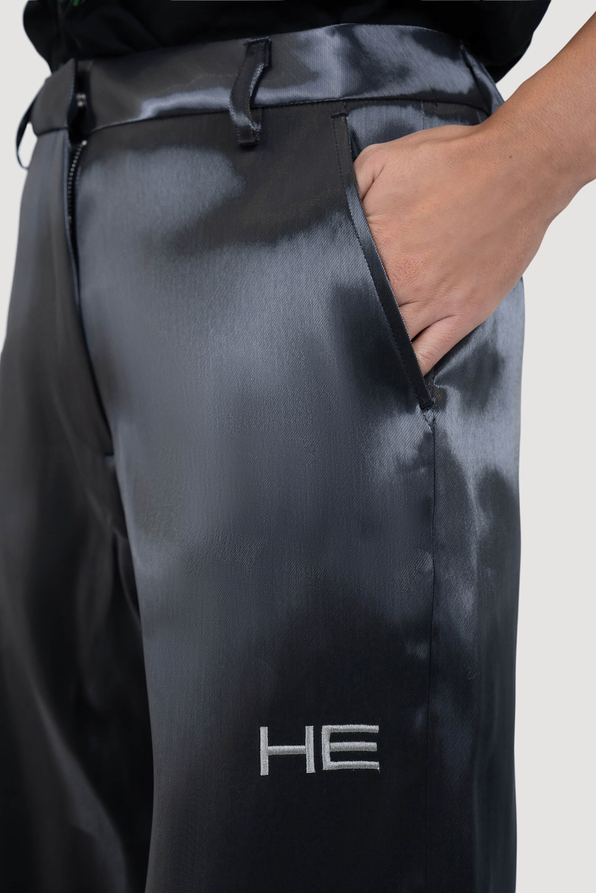 Heliot Emil Liquid Metal Fabric Tailored Trousers - Fabric of Society
