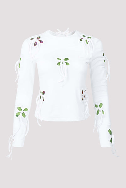 J.Kim Exclusive Petal Cut-Out Long-Sleeve Top - Fabric of