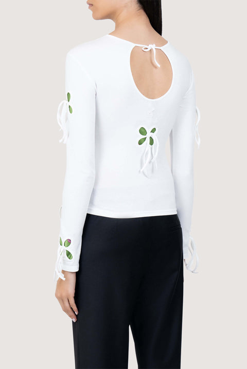 Exclusive Petal Cut-Out Long-Sleeve Top