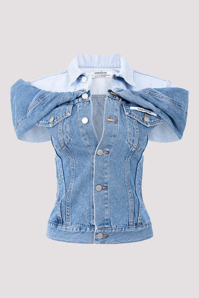 Kimhekim Reconstructed Denim Corset Top with Shirt Detailing - Fabric of  Society