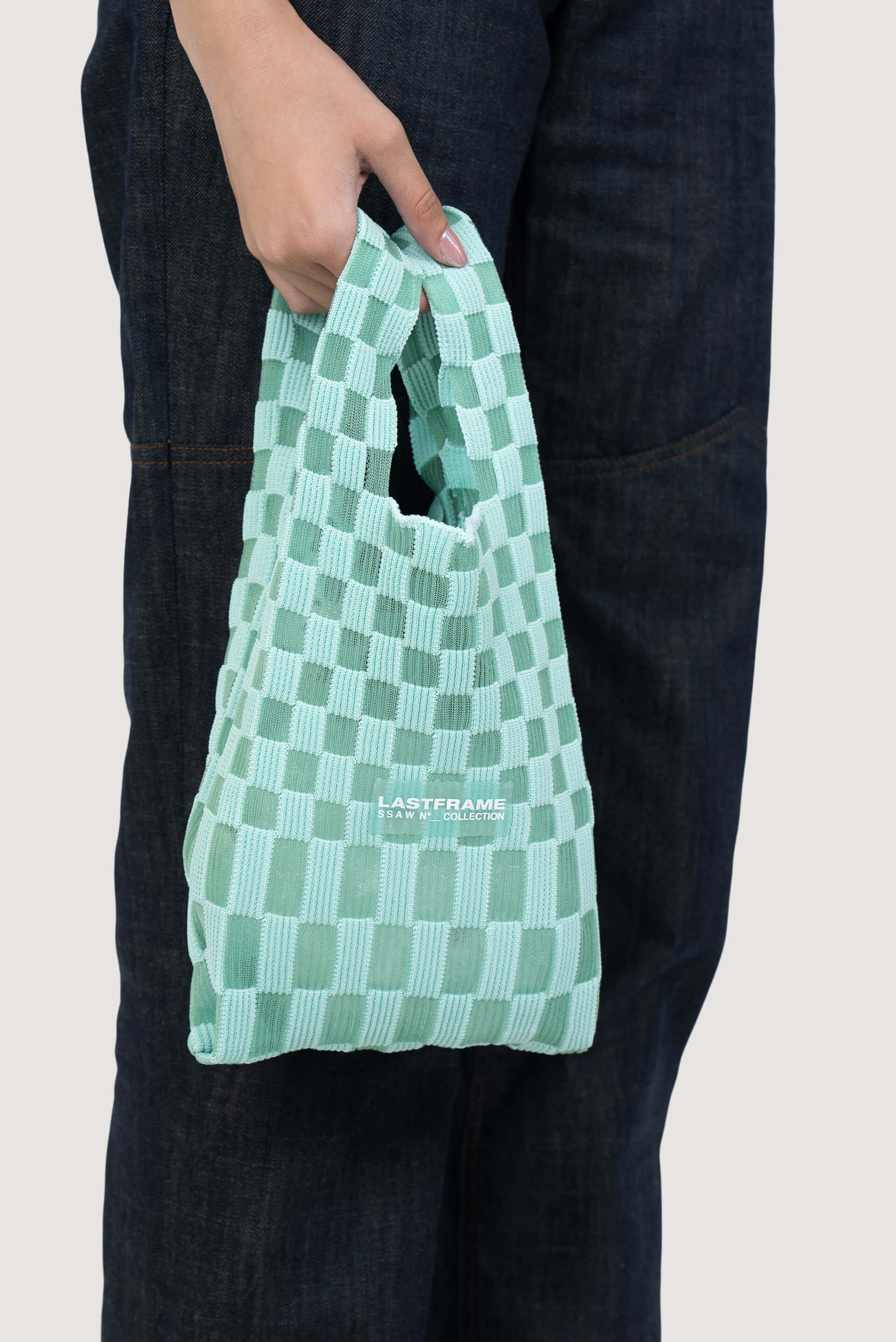 Last Frame Mint Sheer Ichimatsu Small Market Bag - Fabric of Society