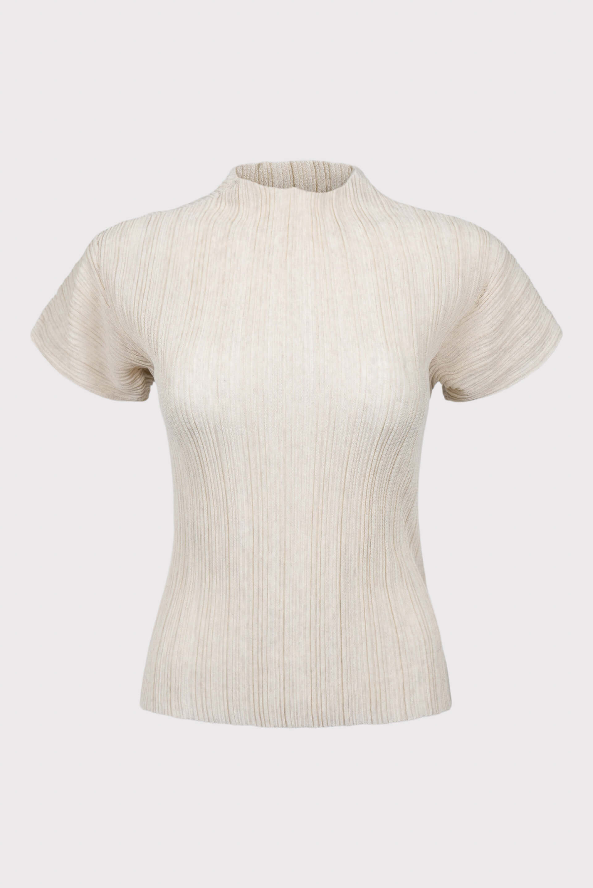 Ivory Pleats Short-Sleeve Top