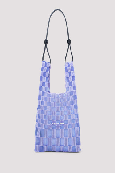 Last Frame Purple Sheer Ichimatsu Small Market Bag - Fabric of