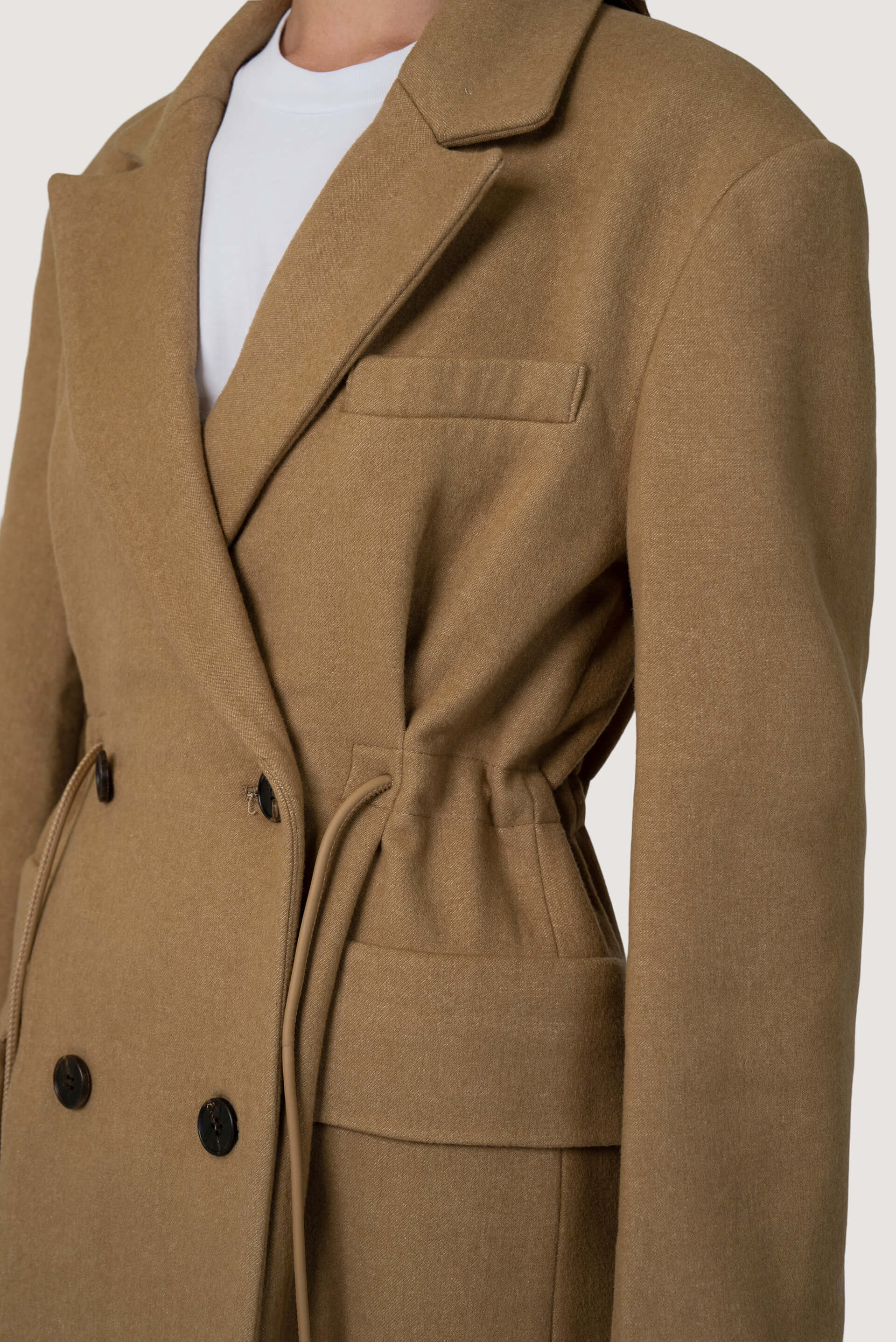 Tie waist cheap camel coat