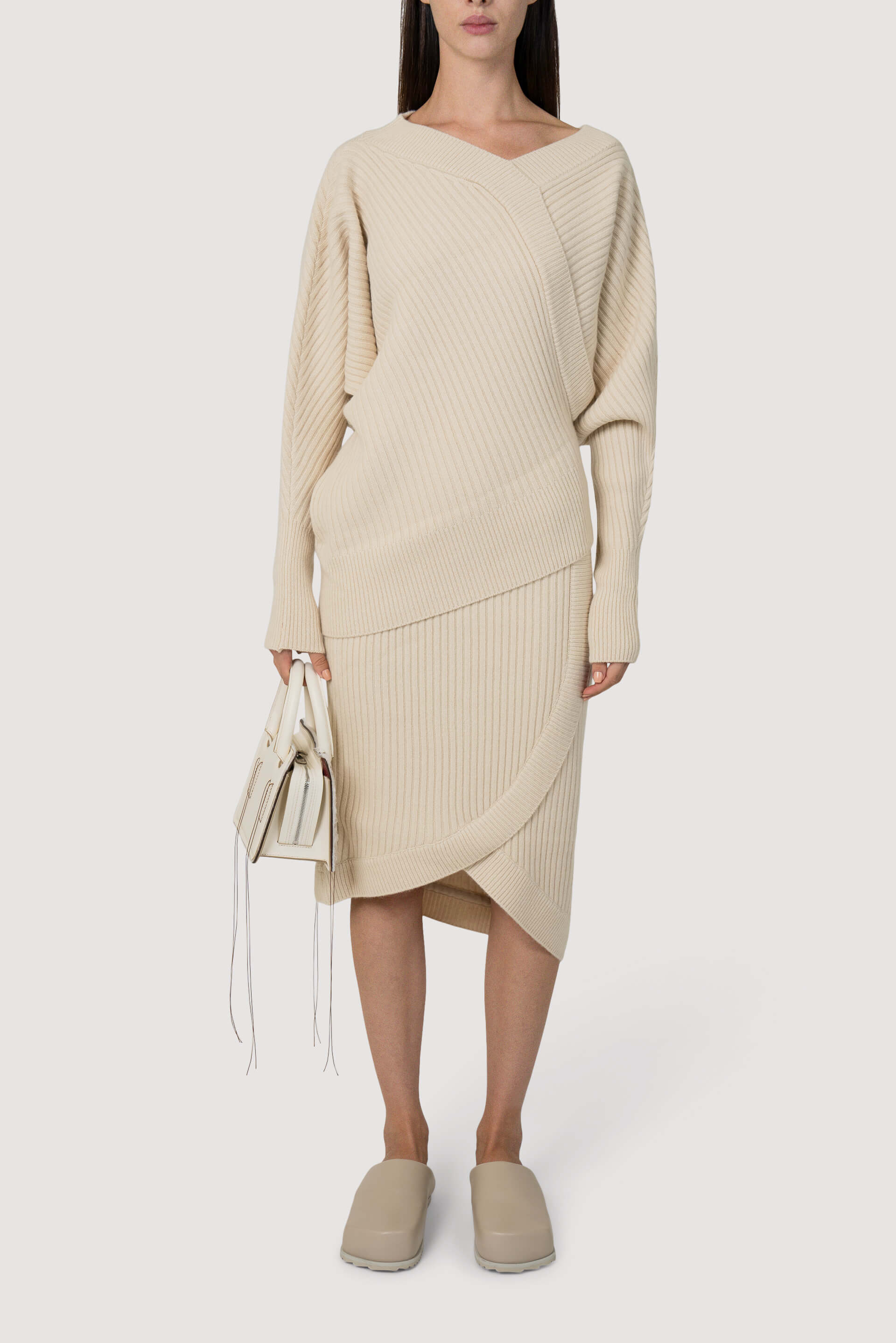 Asymmetric Ribbed Cashmere Sweater