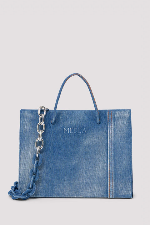 Hanna Denim Chain Tote Bag