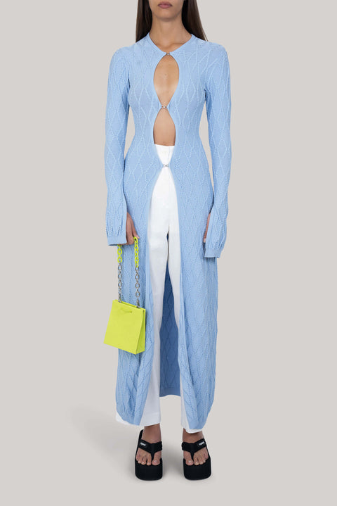 Long Cable-Knit Cardigan