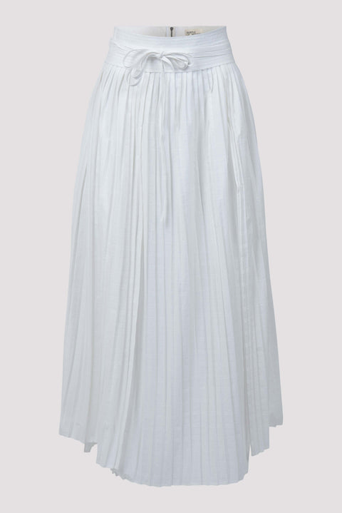 High-Waisted Pleated Curtain Cotton Skirt
