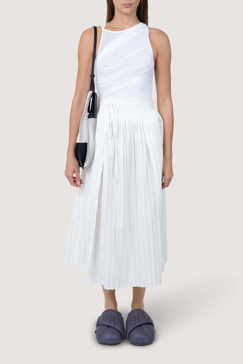High-Waisted Pleated Curtain Cotton Skirt