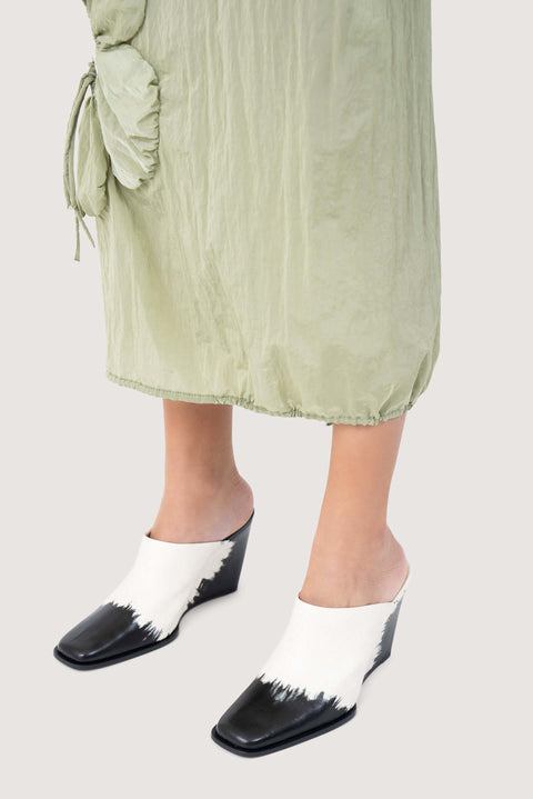 Gaia 90 Wedge-Heel Leather Mule