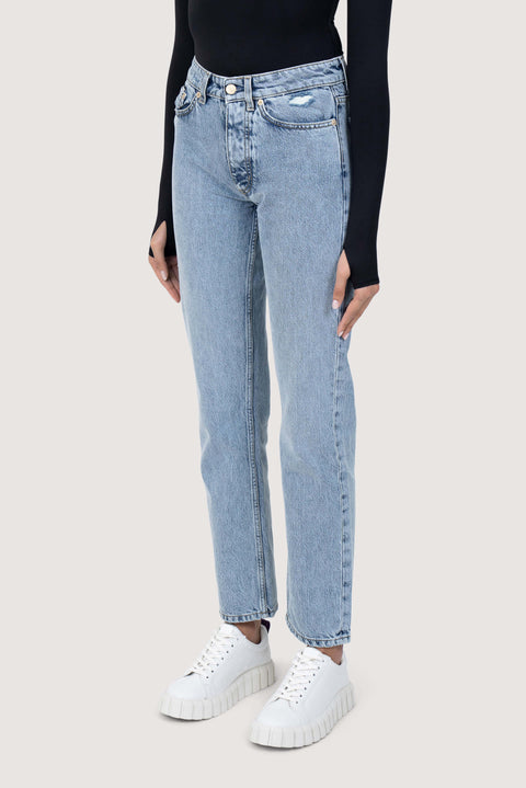 Straight Leg  Light Stonewash Denim Jeans