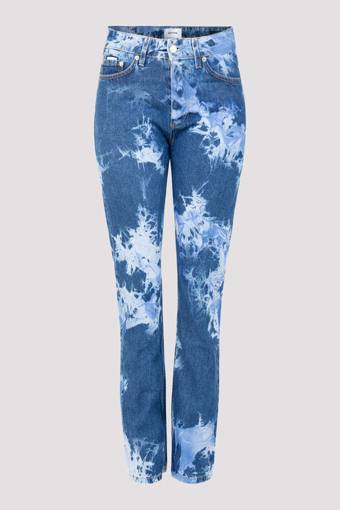Marble Dye Straight Leg Denim Jeans