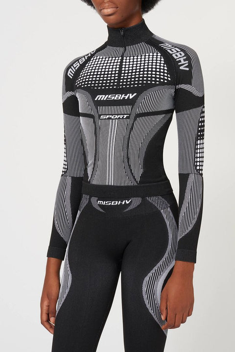 Logo Print Quarter-Zip Long Sleeve Top