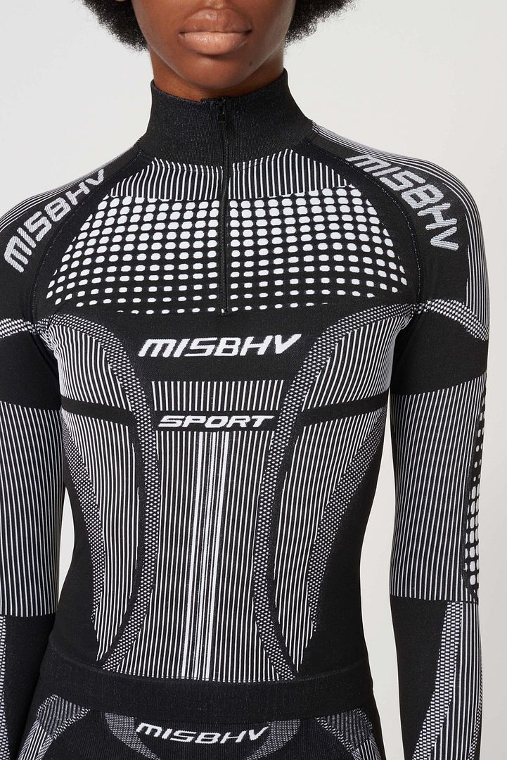 MISBHV Logo Print Quarter-Zip Long Sleeve Top