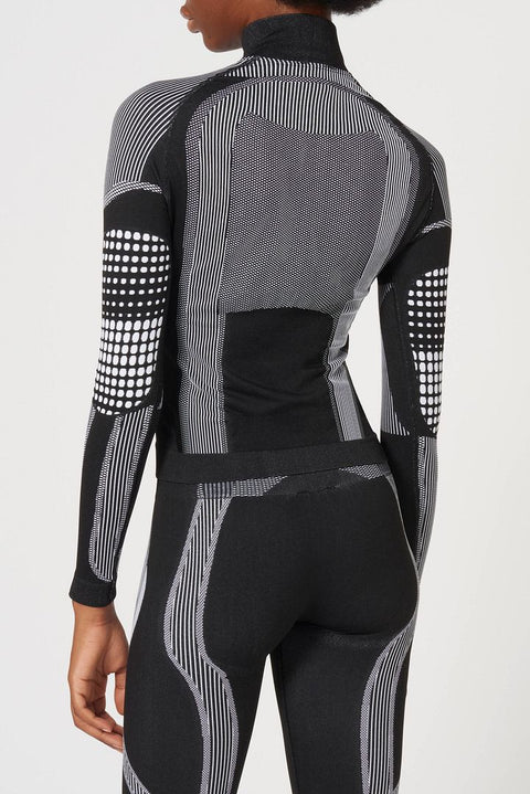 Logo Print Quarter-Zip Long Sleeve Top