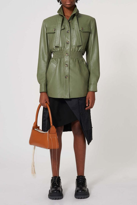 Utilitarian Ruched Waist Cut-Out Jacket