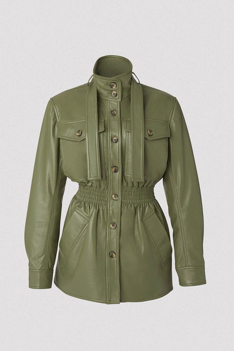 Utilitarian Ruched Waist Cut-Out Jacket