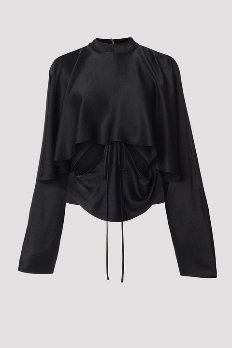 Draped Cut-Out Layered Blouse