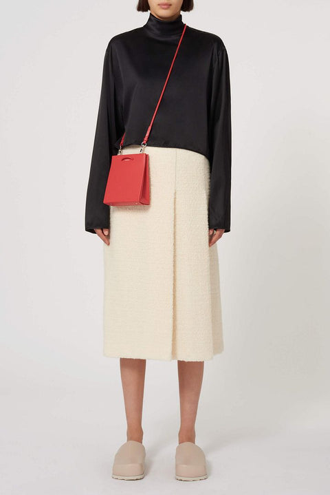 High Neck Cropped Silk  Blouse