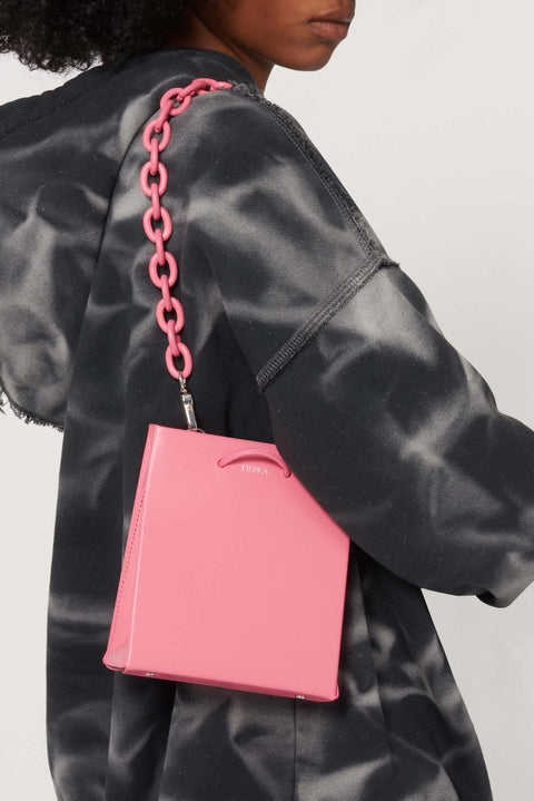 Short Chain Leather Tote Bag