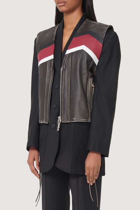 Graphic Print Vintage Leather Vest